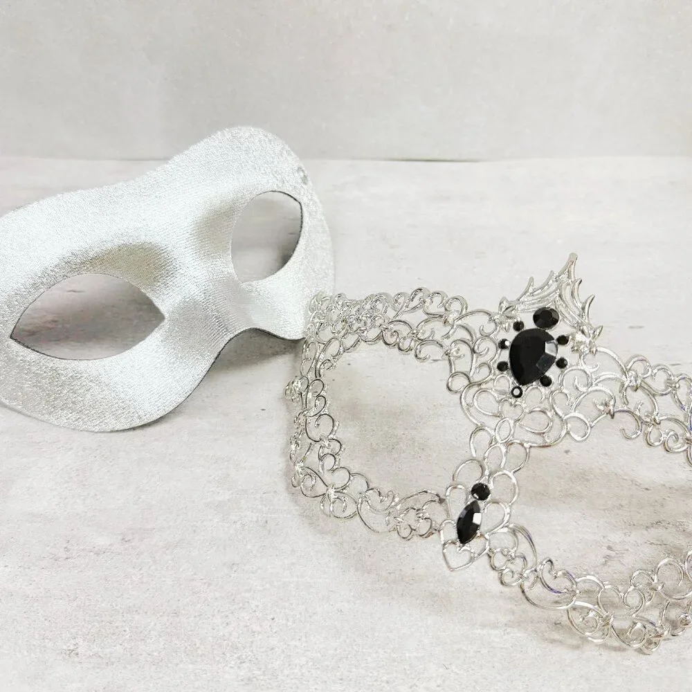 Silver silver mask, Masquerade mask, Cosplay mask, ball party mask, Prom mask